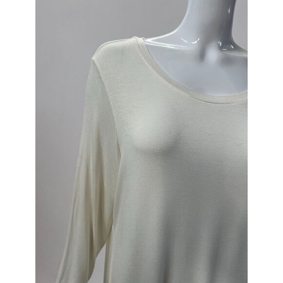 Lori Goldstein LOGO Womens Ivory Tunic Top With Lace Hem Detail Size 1X Soft Str - Picture 2 of 16